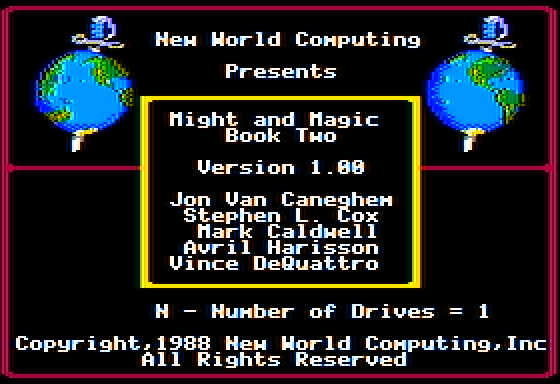 Might and Magic II: Gates to Another World (Apple II) screenshot: Credits