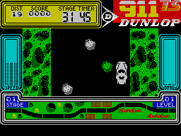 911 TS (ZX Spectrum) screenshot: Dodged one tree