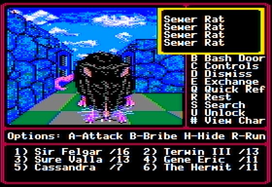 Might and Magic II: Gates to Another World (Apple II) screenshot: Combat