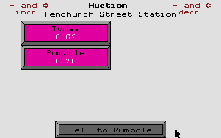 Safe as Houses (Atari ST) screenshot: The auction of Fenchurch Street Station