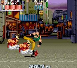 Legionnaire (Arcade) screenshot: Frank kicking two guys