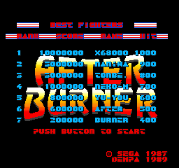 After Burner II (Sharp X68000) screenshot: Default high scores
