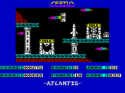 Cerius (ZX Spectrum) screenshot: Using one of the teleports