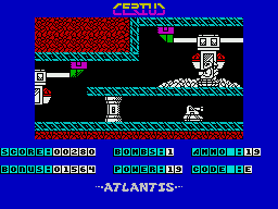 Cerius (ZX Spectrum) screenshot: A boss, that can only be reached by backtracking