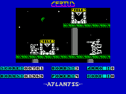 Cerius (ZX Spectrum) screenshot: Can I teleport out of danger?