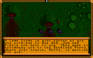 J.R.R. Tolkien's The Lord of the Rings, Vol. I (Amiga) screenshot: Leaving your home hobbit hole of Bag End.