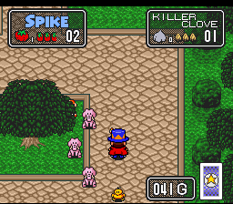 The Twisted Tales of Spike McFang (SNES) screenshot: Turning those enemies into harmless critters.