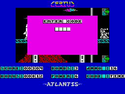 Cerius (ZX Spectrum) screenshot: Deciphering the final password