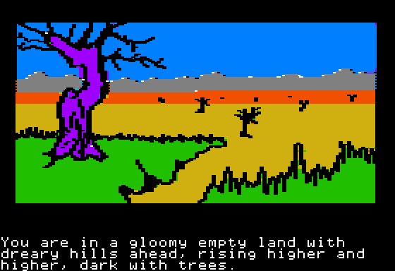 The Hobbit (Apple II) screenshot: Departing the Shire