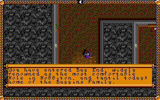 J.R.R. Tolkien's The Lord of the Rings, Vol. I (Amiga) screenshot: But first one last look around the old homestead for any forgotten loot!
