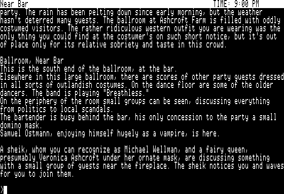 Suspect (Apple II) screenshot: Starting location