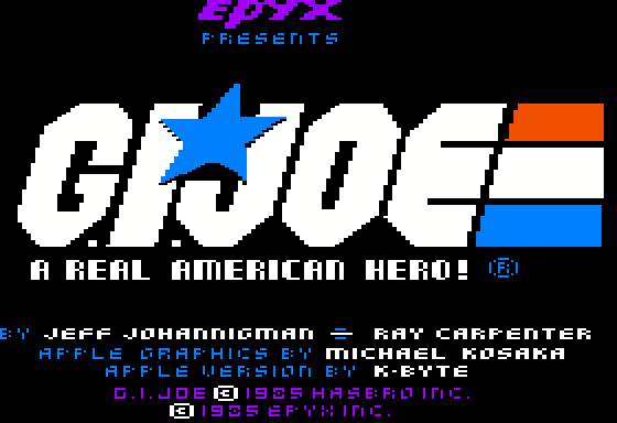 G.I. Joe: A Real American Hero (Apple II) screenshot: Title screen