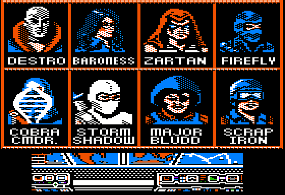 G.I. Joe: A Real American Hero (Apple II) screenshot: Cobra opponents