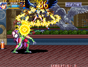 Guardians (Arcade) screenshot: More special moves from Zeldia