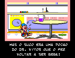 Castelo Rá-Tim-Bum (SEGA Master System) screenshot: ...and becomes a baby!