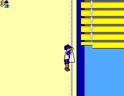 Castelo Rá-Tim-Bum (SEGA Master System) screenshot: Pedro climbs the curtain.