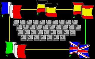 Donald's Alphabet Chase (Amiga) screenshot: Language selection.