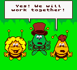 Maya the Bee & Her Friends (Game Boy Color) screenshot: Don't worry Cassandra, they'll never have our honey. TEAM WORK! Yeah.........