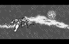 Chō Aniki: Otoko no Tamafuda (WonderSwan) screenshot: Opening Scene, body floating in space...