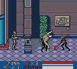 Batman Beyond: Return of the Joker (Game Boy Color) screenshot: Using the Staff to fight