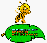 Maya the Bee & Her Friends (Game Boy Color) screenshot: French menu.