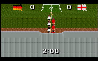 Soccer Superstars (DOS) screenshot: Players entering the game
