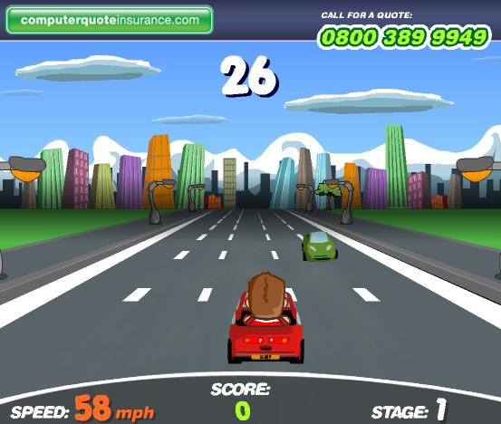 Ace Driver (Browser) screenshot: Be careful from the green car