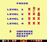 Maya the Bee & Her Friends (Game Boy Color) screenshot: Pause menu.