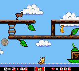 Maya the Bee & Her Friends (Game Boy Color) screenshot: Level: By the Pond. Willi can fly over water and honey.