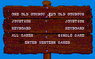 Western Games (Atari ST) screenshot: Start menu