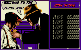 Dick Tracy (Amiga) screenshot: High Score list.
