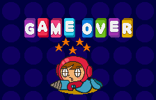 Mr. Driller (WonderSwan Color) screenshot: Game Over.