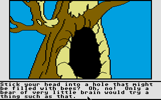 Winnie the Pooh in the Hundred Acre Wood (Atari ST) screenshot: The game moralizes a bit to its immature audience