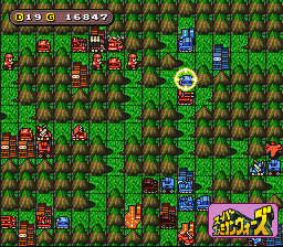Super Famicom Wars (SNES) screenshot: Strategic Map - Red is attacking Blue