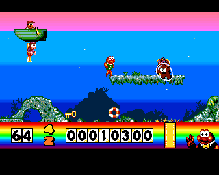James Pond: Underwater Agent (Amiga) screenshot: Mission 1 - Trapped a baddie in a bubble.