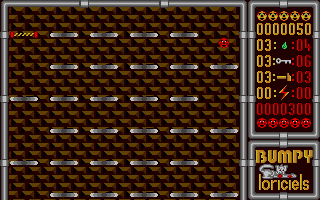 Bumpy (Atari ST) screenshot: When the level is cleared the exit appears in the top left corner