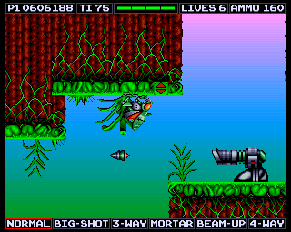 Venus the Flytrap (Amiga) screenshot: That's a big cannon. And I have to get down there...