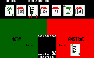 1000 Bornes (Amstrad CPC) screenshot: About to start with a green light card