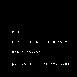 Breakthru (Ohio Scientific) screenshot: Title screen