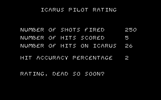 Starglider II (Atari ST) screenshot: Final stats