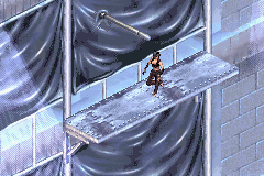 Catwoman (Game Boy Advance) screenshot: Use the poles and platforms to escape from the museum.