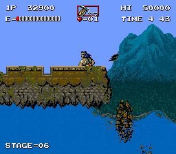 Haunted Castle (Arcade) screenshot: Running on a collapsing bridge