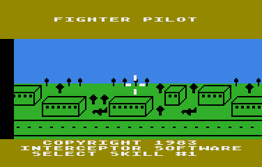 Fighter Pilot (Atari 8-bit) screenshot: Title/Skill Selection