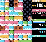Mr. Driller (Game Boy Color) screenshot: I've gotten a little ways in.