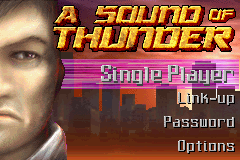 A Sound of Thunder (Game Boy Advance) screenshot: The title screen.