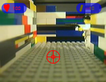 Killego (Browser) screenshot: The first enemy coming around the corner.