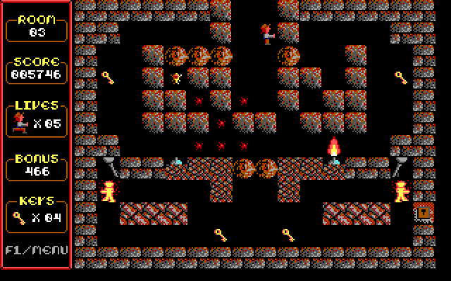 Paganitzu (DOS) screenshot: Setting off explosions.