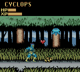 X-Men: Mutant Wars (Game Boy Color) screenshot: Defeated enemies leave you a heart that replenishes your health meter