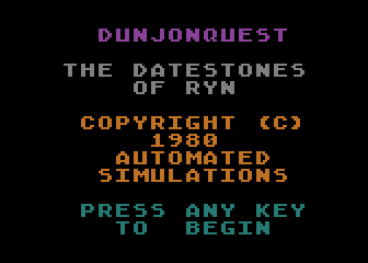 Dunjonquest: The Datestones of Ryn (Atari 8-bit) screenshot: Title screen