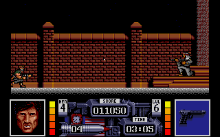 Navy Seals (Amiga) screenshot: Terrorist shooting you